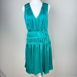 Trina Turk Islander Shirred Turquoise A-Line Dress Women's Size 4